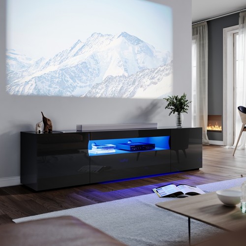 Black 200cm high gloss - gloss, tv