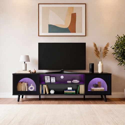 Black 160cm stand door - tv,